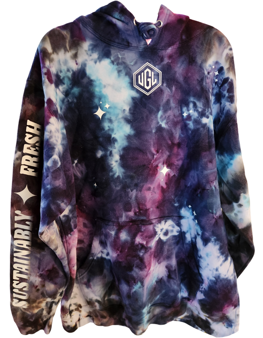 Custom Tie Dye Hoodie - Sapphire/Violet/Cloud